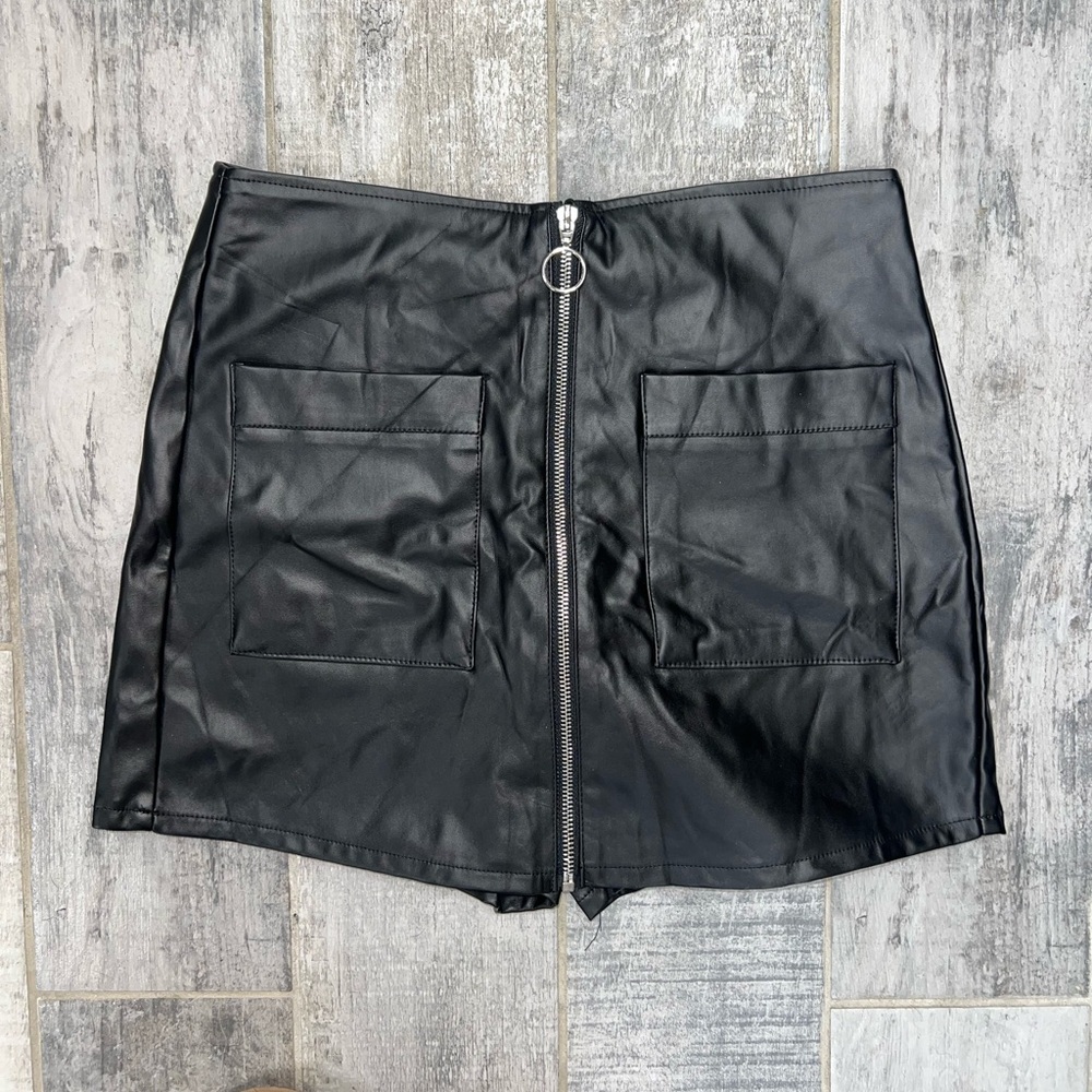 Fashion Nova Black Faux Leather Skort